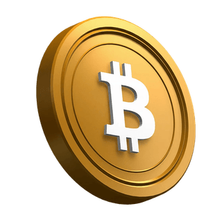Schräg ausgerichteter Bitcoin-BTC-Coin als Bildelement im Hero-Bereich