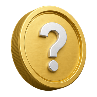 3D-Goldmünze mit Fragezeichen als Zierelement auf der FAQ-Seite